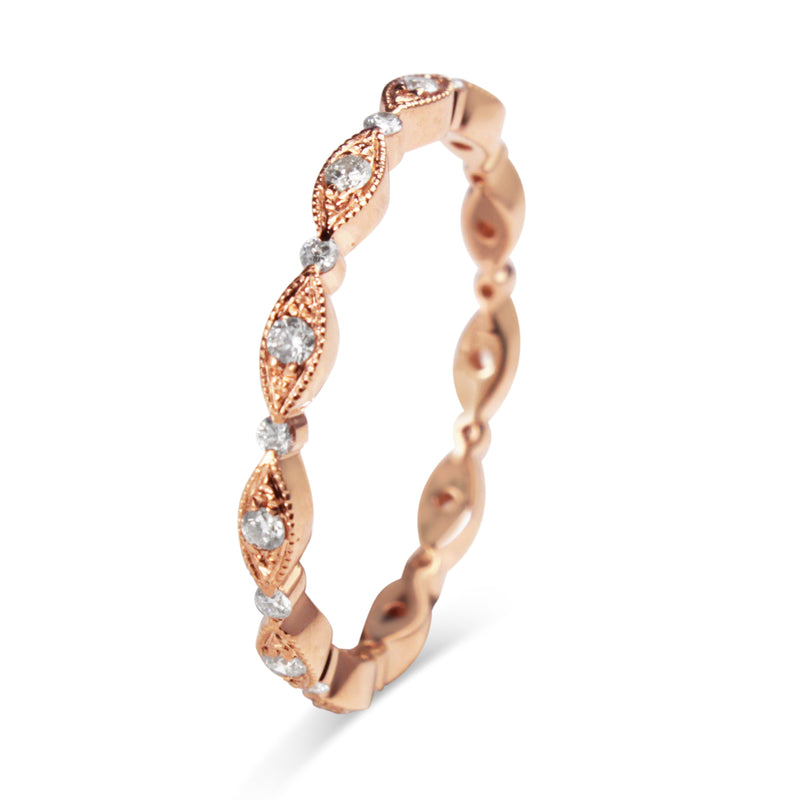 18ct Rose Gold All Round Diamond Vintage Style Band