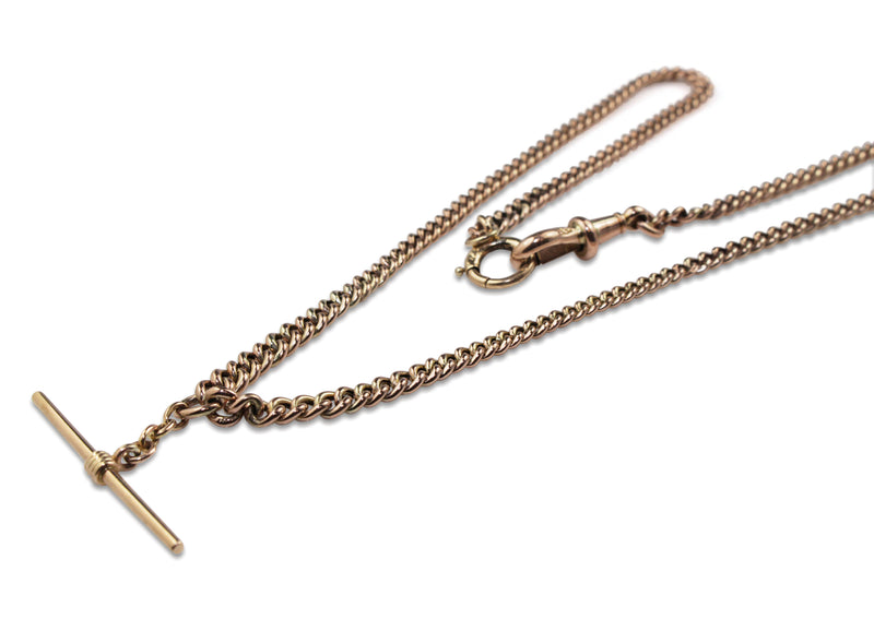 9ct Rose Gold Curb Link Fob Chain