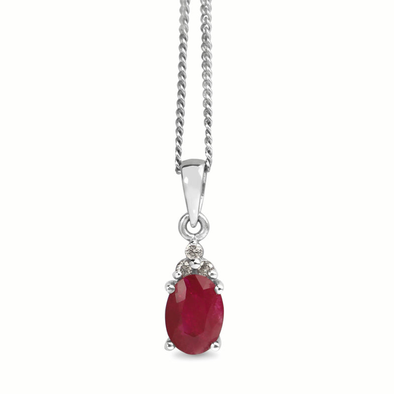 9ct White Gold Ruby and Diamond Necklace