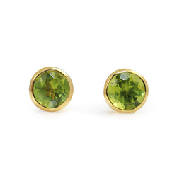 9ct Yellow Gold Bezel Peridot Stud Earrings