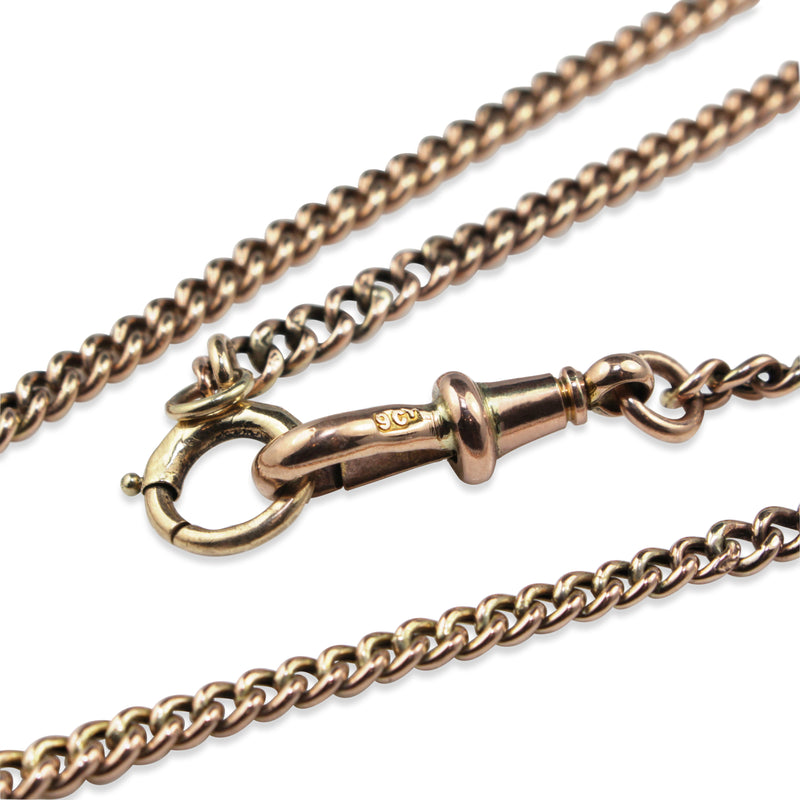 9ct Rose Gold Curb Link Fob Chain