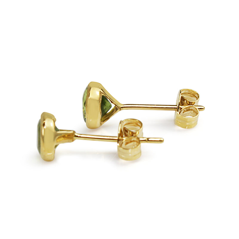 9ct Yellow Gold Bezel Peridot Stud Earrings