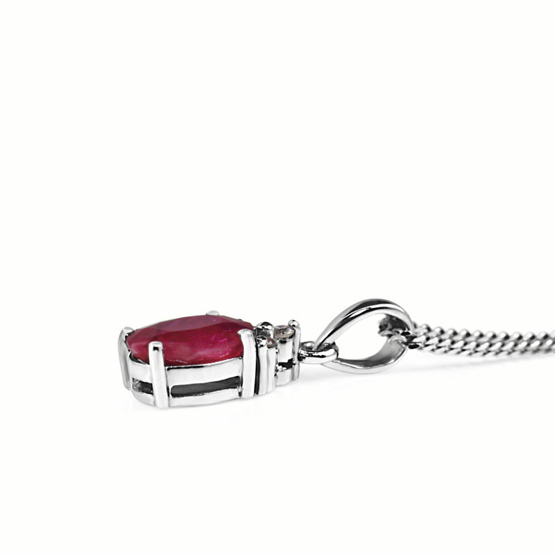 9ct White Gold Ruby and Diamond Necklace