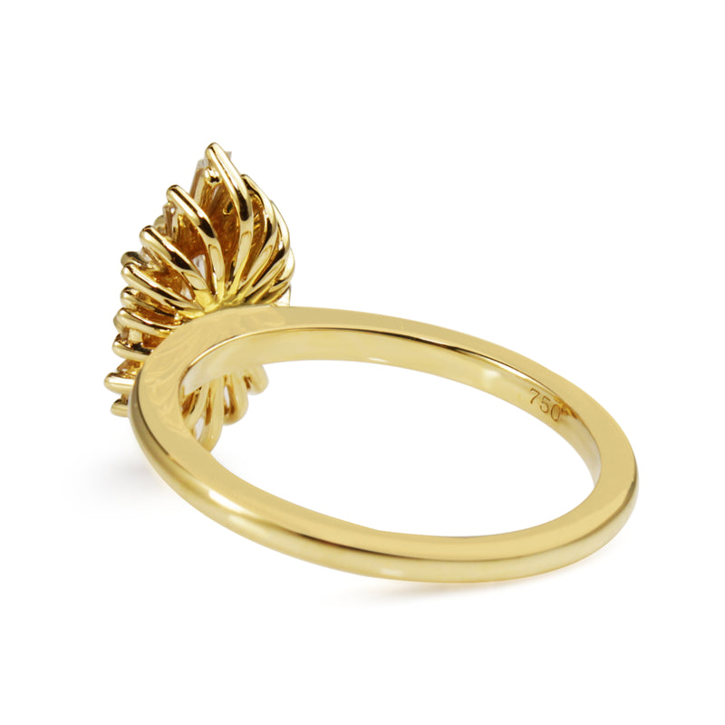 18ct Yellow Gold Oval Diamond Starburst Ring