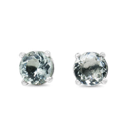 9ct White Gold Aquamarine Stud Earrings