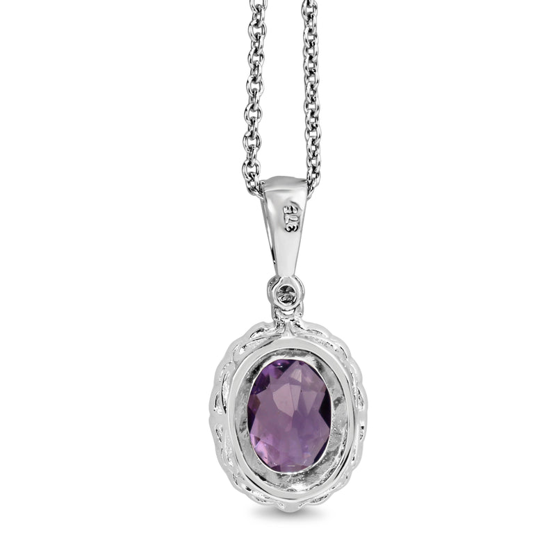 9ct White Gold Amethyst and Diamond Necklace