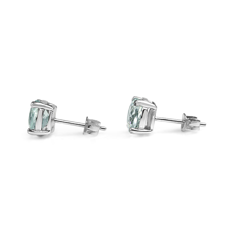 9ct White Gold Aquamarine Stud Earrings