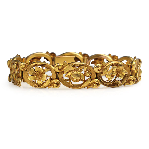 Yellow Gold Antique Plated Floral Bracelet