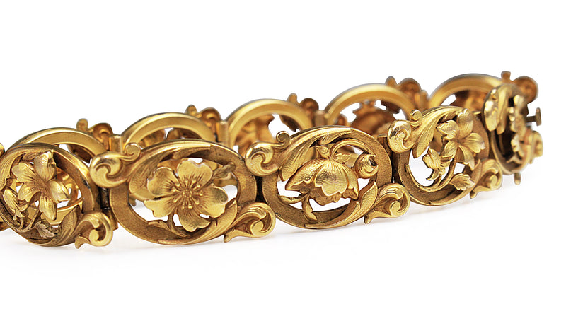 Yellow Gold Antique Plated Floral Bracelet