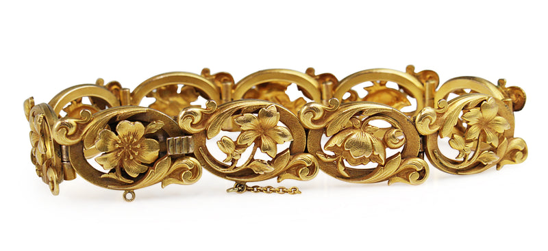Yellow Gold Antique Plated Floral Bracelet