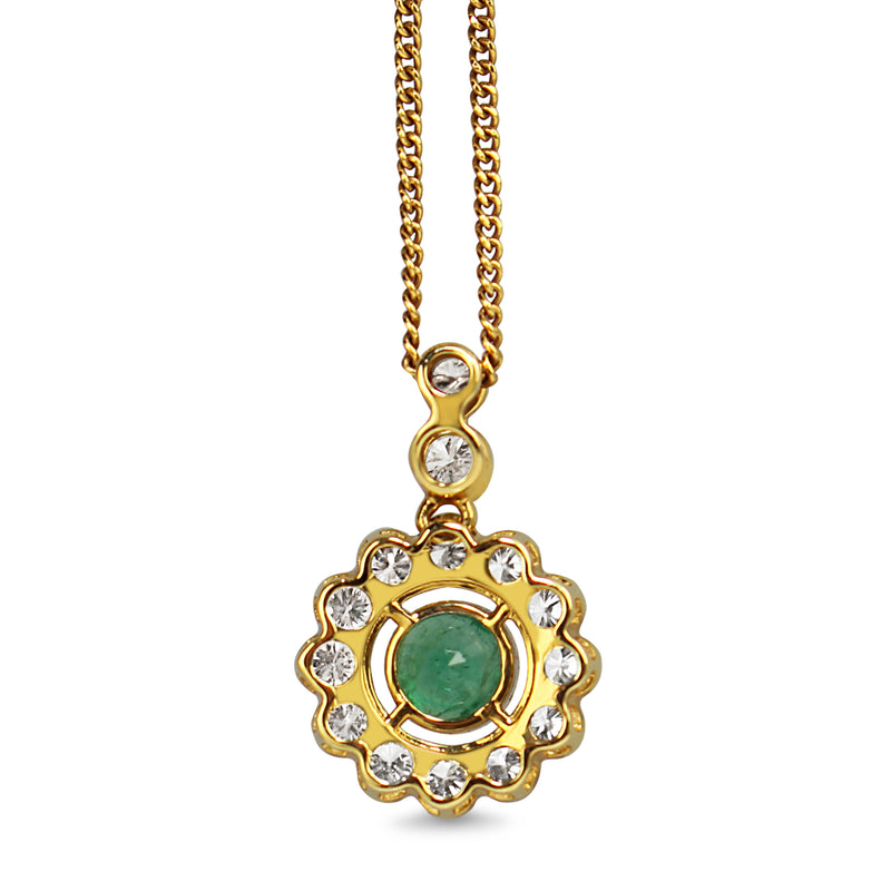 18ct Yellow and White Gold Emerald and Diamond Necklace