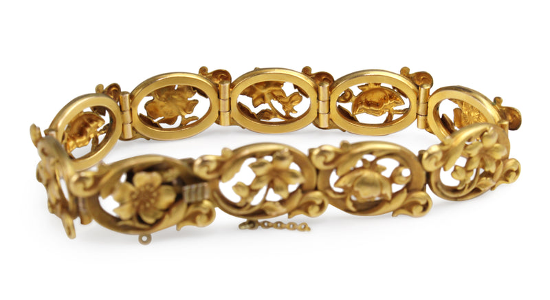 Yellow Gold Antique Plated Floral Bracelet