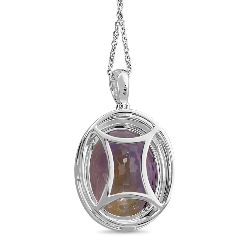 18ct White Gold 18.00 Ametrine and Diamond Halo Necklace