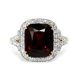 18ct Yellow and White Gold Antique Style Garnet and Diamond Ring