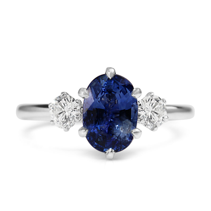 18ct Sapphire and Diamond 6 Claw 3 Stone Ring
