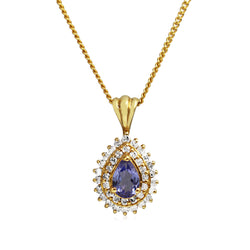 14ct Yellow Gold Tanzanite and Diamond Necklace