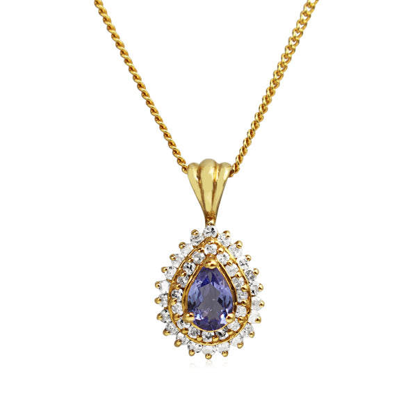 14ct Yellow Gold Tanzanite and Diamond Necklace