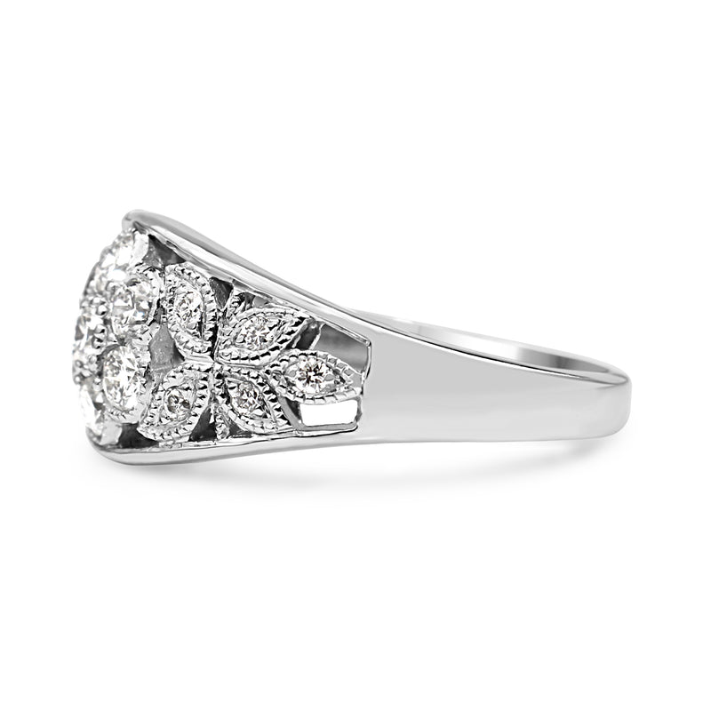9ct White Gold Floral Diamond Ring