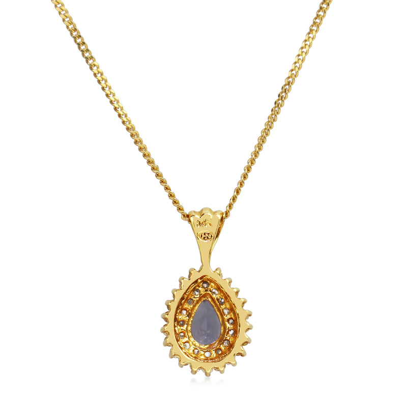 14ct Yellow Gold Tanzanite and Diamond Necklace