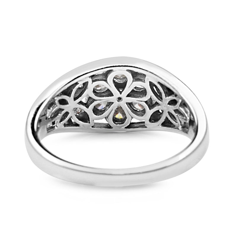 9ct White Gold Floral Diamond Ring