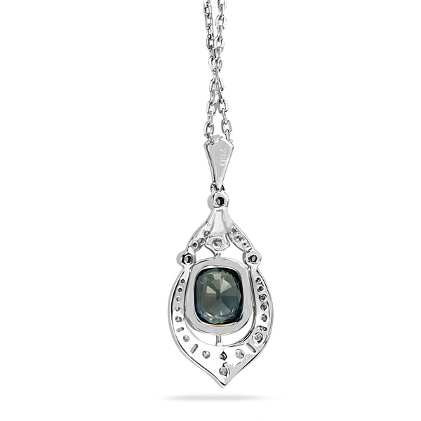 18ct White Gold Deco Style Sapphire and Diamond Necklace