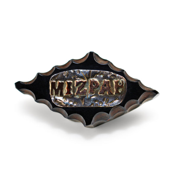 9ct Yellow Gold and Silver Jet MIZPAH Brooch