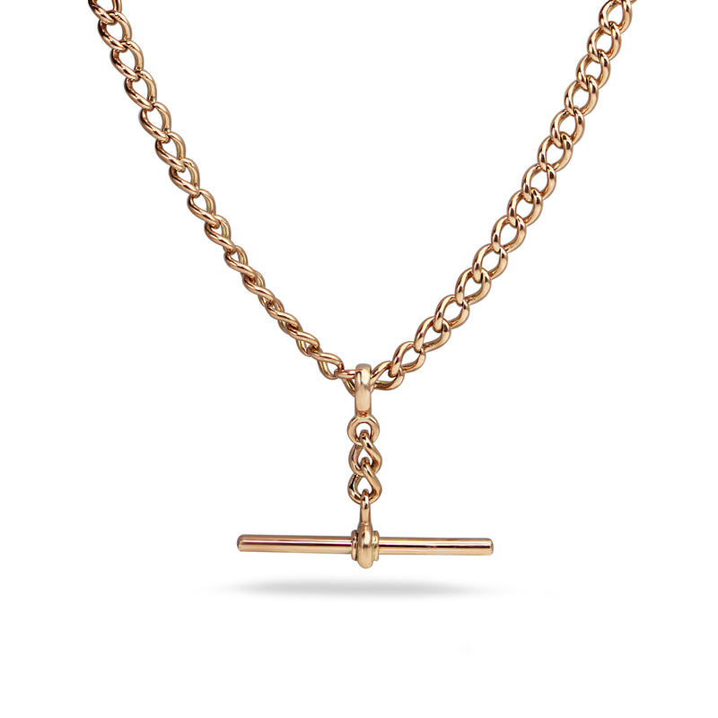 9ct Rose Gold Curb Link Fob Chain