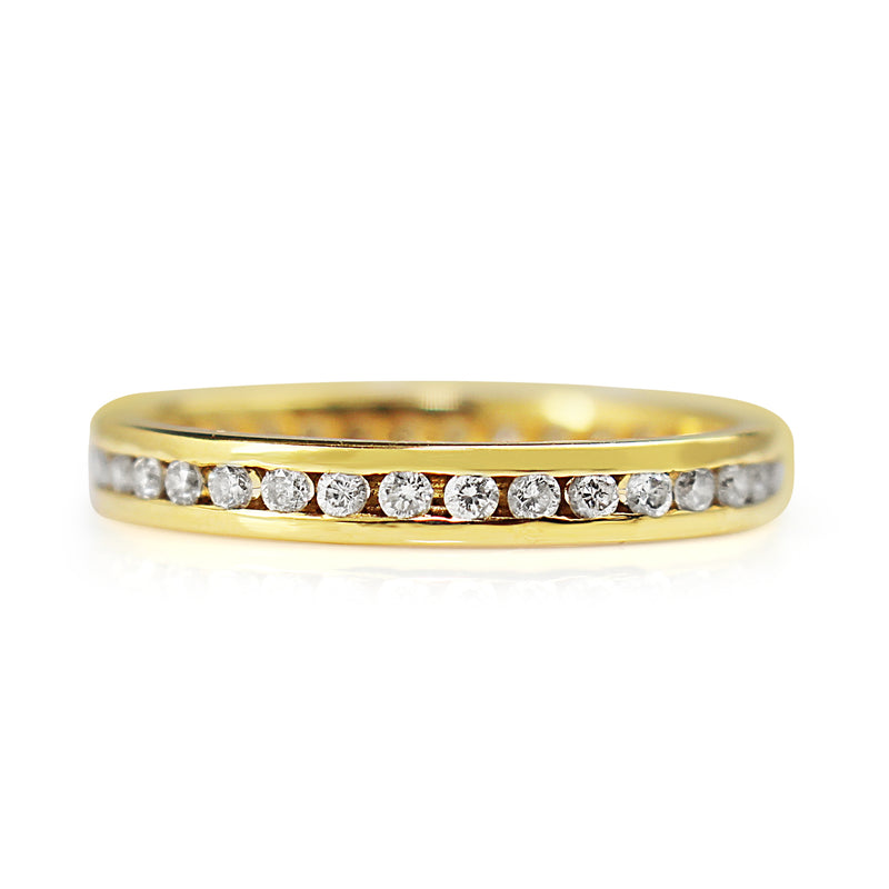 18ct Yellow Gold All Round Channel Set Diamond Band