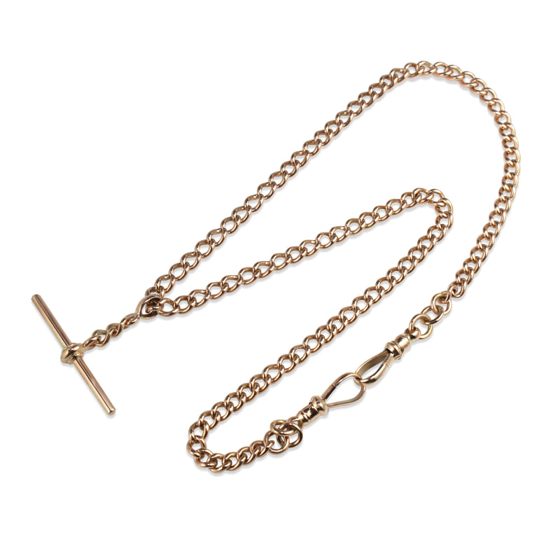 9ct Rose Gold Curb Link Fob Chain