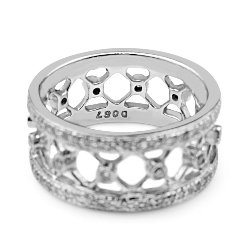 14ct White Gold Criss Cross Diamond Ring