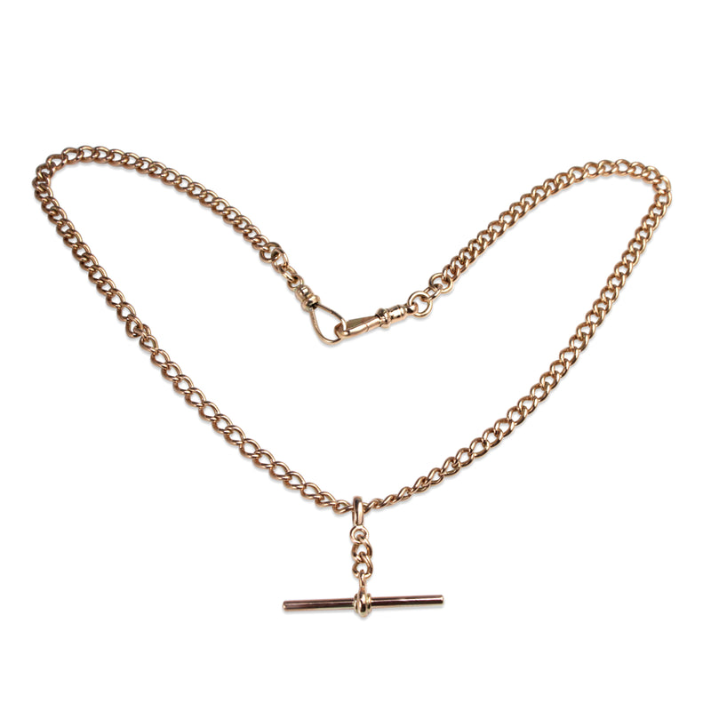 9ct Rose Gold Curb Link Fob Chain