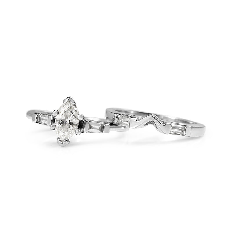 Platinum Marquise Diamond Ring Set