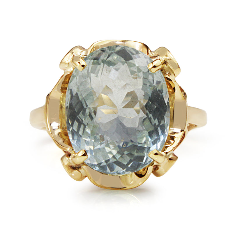 9ct Yellow Gold Vintage Aquamarine Ring