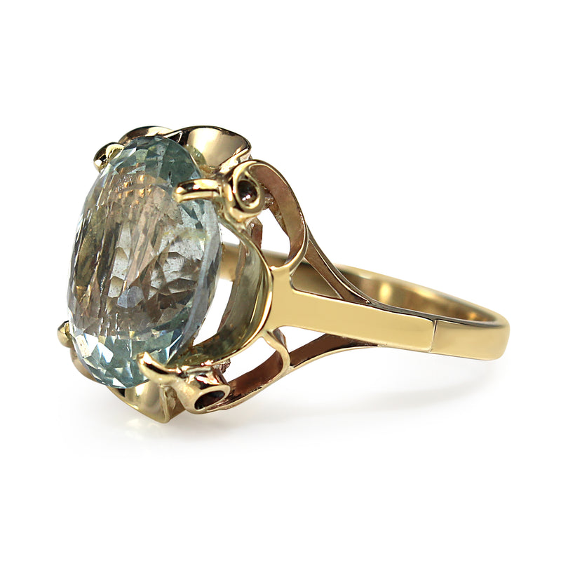 9ct Yellow Gold Vintage Aquamarine Ring