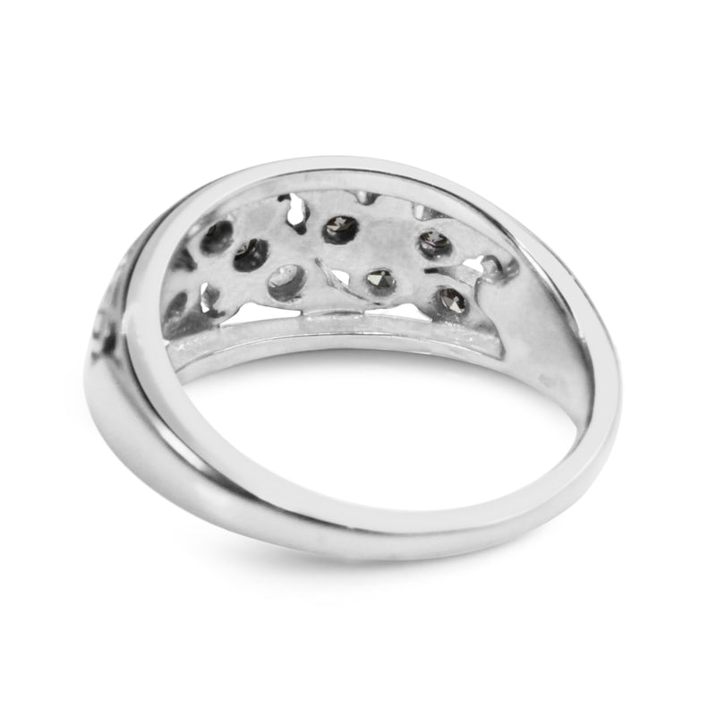 18ct White Gold Single Cut Diamond Floral Ring