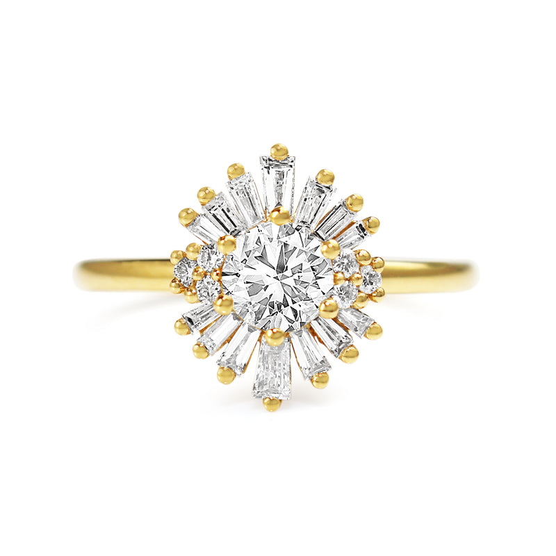 18ct Yellow Gold Round Starburst Ring