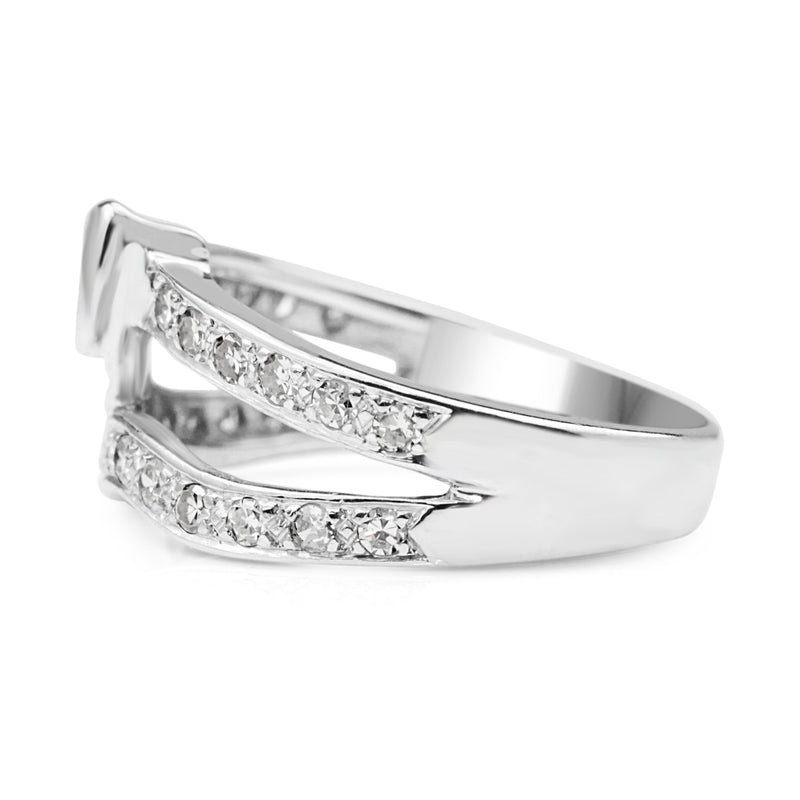 14ct White Gold Diamond Snake Ring