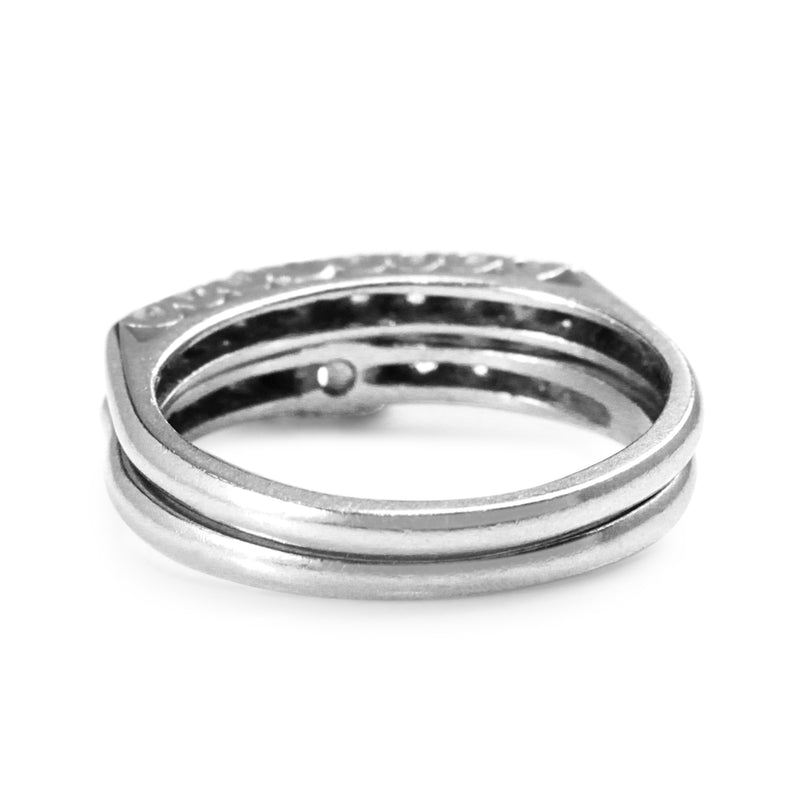 Platinum Vintage Diamond Solitaire Ring With Matching Wedding Band - Ring Set