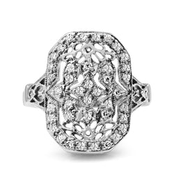 18ct White Gold Deco Style Diamond Shield Ring