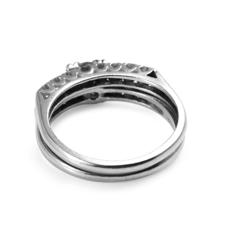 Platinum Vintage Diamond Solitaire Ring With Matching Wedding Band - Ring Set