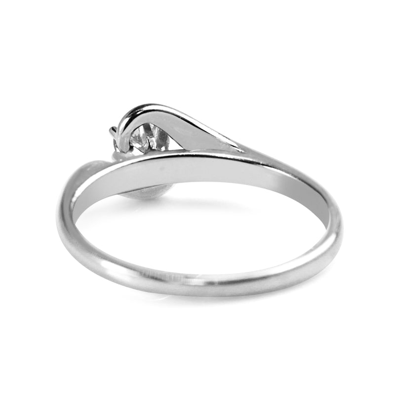 18ct White Gold Diamond Solitaire Swirl Ring