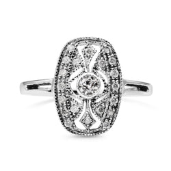 9ct White Gold Deco Style Diamond Ring