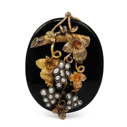 14ct Yellow Gold and Silver Victorian Brooch / Pendant with Pearls