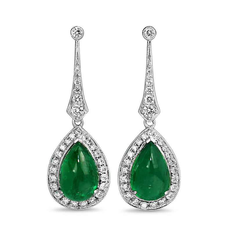 Emerald and diamond drop earrings discount