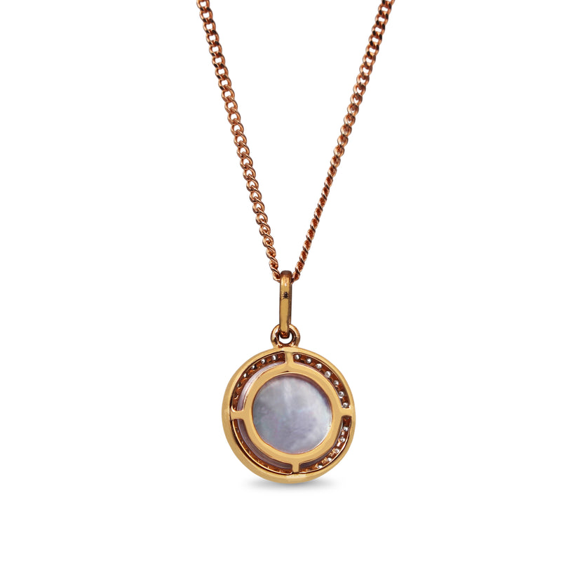 9ct Rose Gold Amethyst and Diamond Halo Necklace