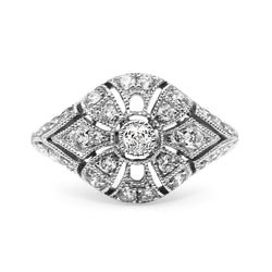 18ct White Gold Deco Style Tapered Diamond Ring