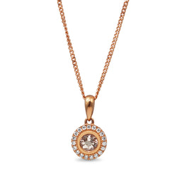 9ct Rose Gold Morganite and Diamond Halo Necklace