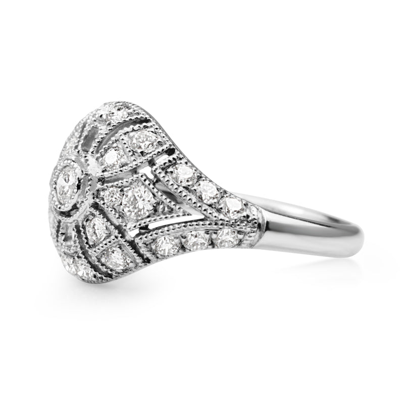 18ct White Gold Deco Style Tapered Diamond Ring