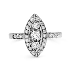 18ct White Gold Marquise Diamond Halo Ring