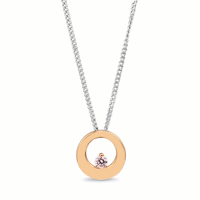 18ct Rose and White Gold Light Pink Diamond Necklace